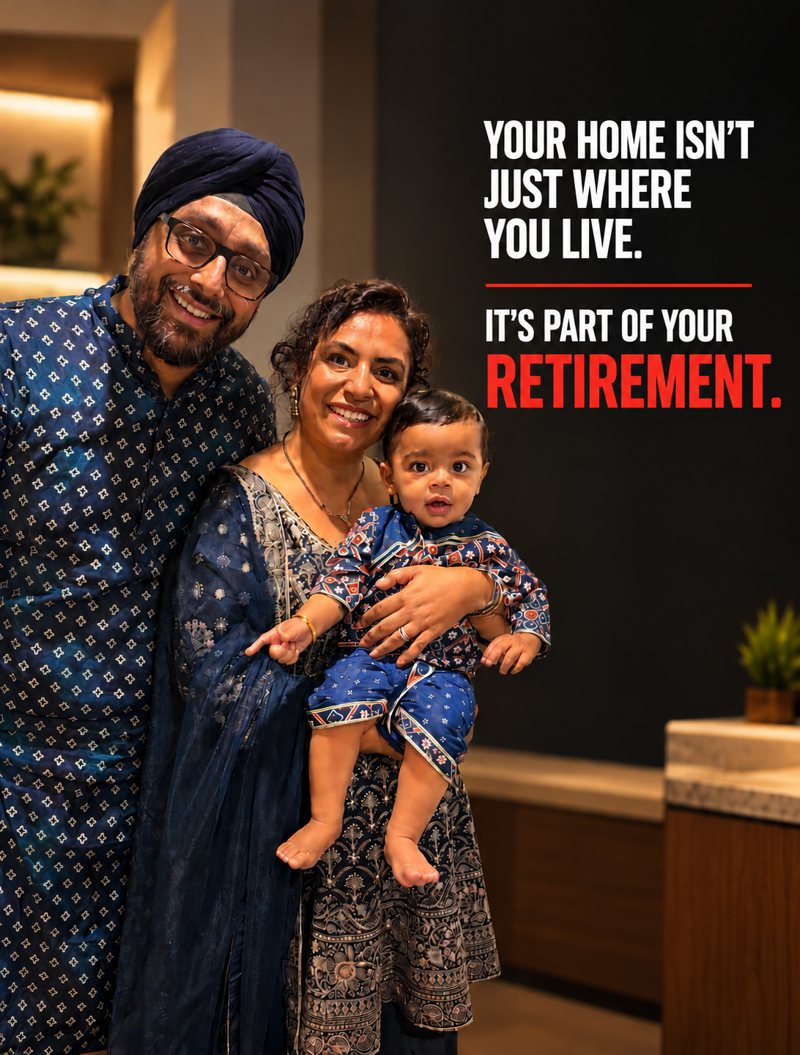 Navjot with his family. Your home isn't just where you live. It's part of your retirement.
